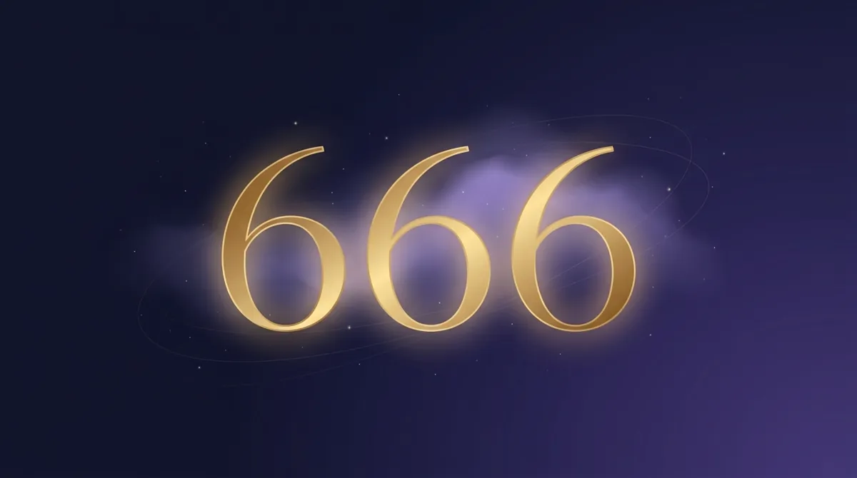 Angel number 666 in gold numerals on a starry midnight sky